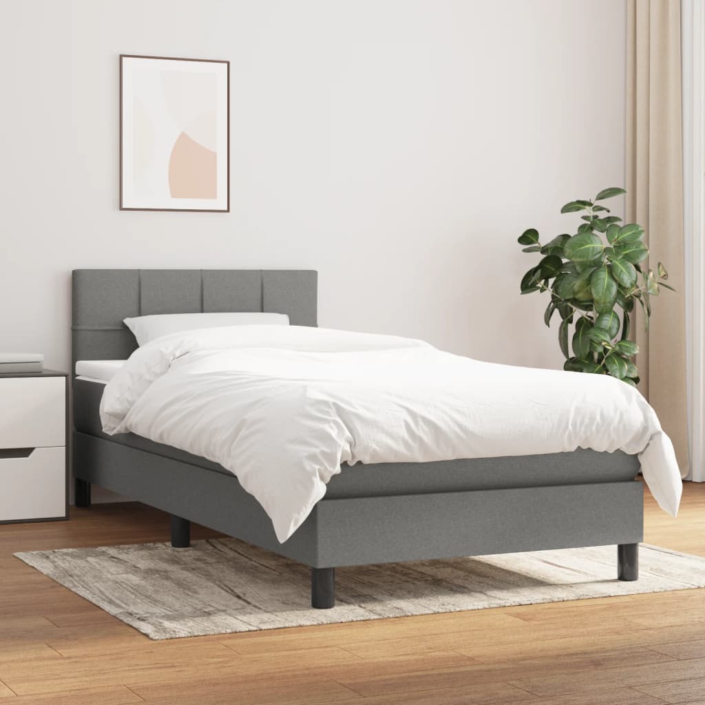 Box Spring Postel S Matrací Textil Tmavě Šedá