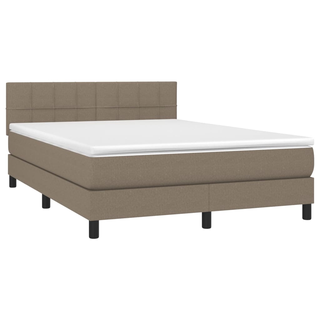 Box Spring Postel S Matrací Taupe 140X190 Cm Textil