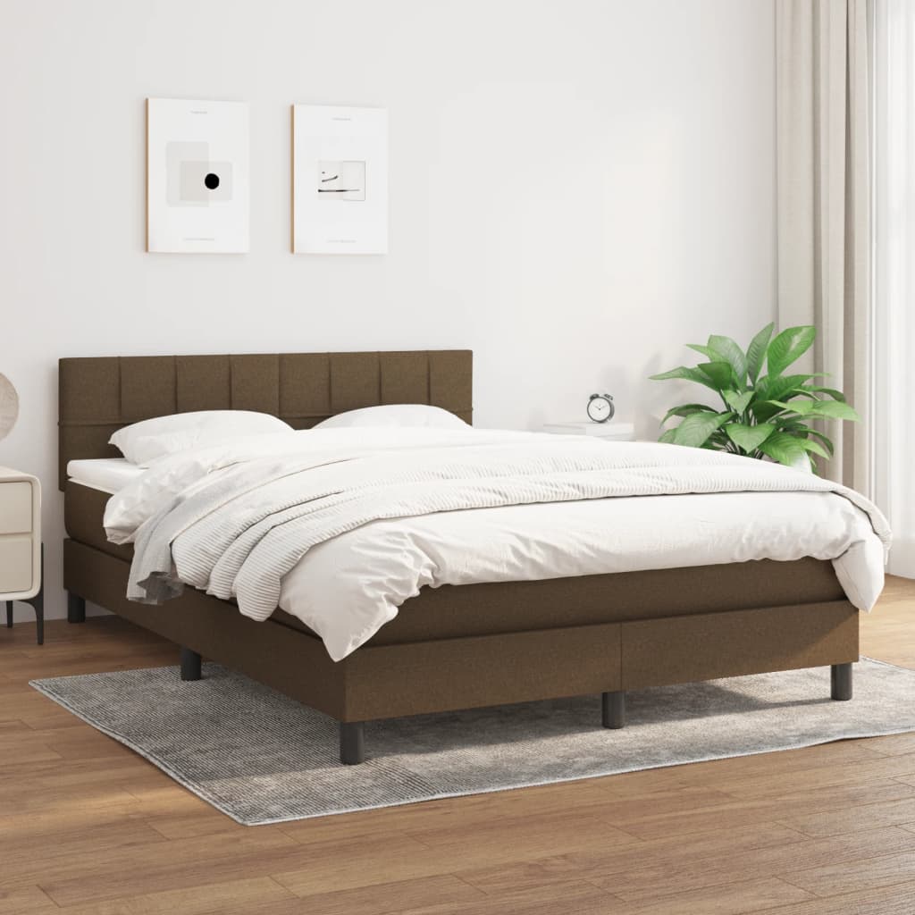 Box Spring Postel S Matrací Textil Tmavě Hnědá