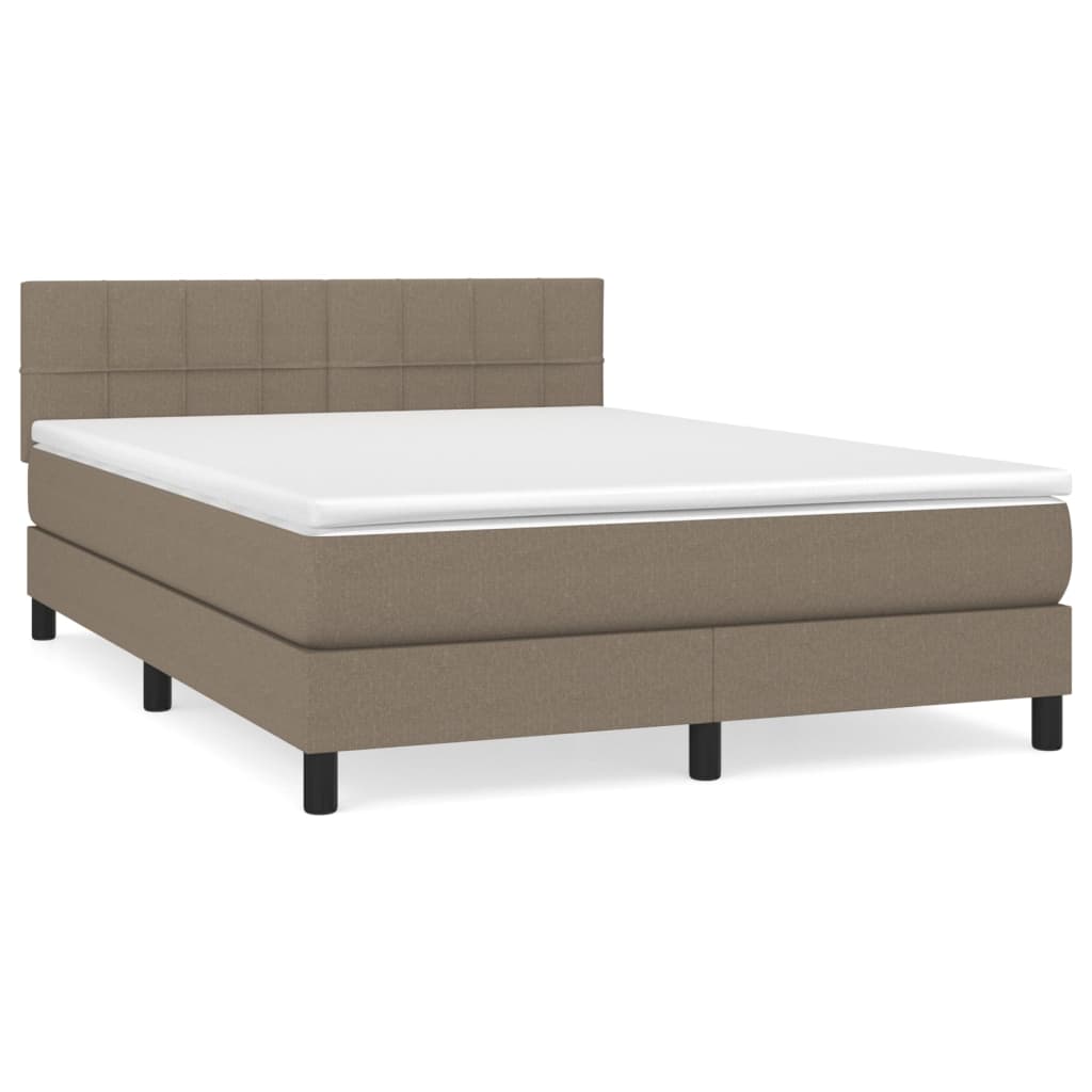 Box Spring Postel S Matrací Taupe 140X200 Cm Textil