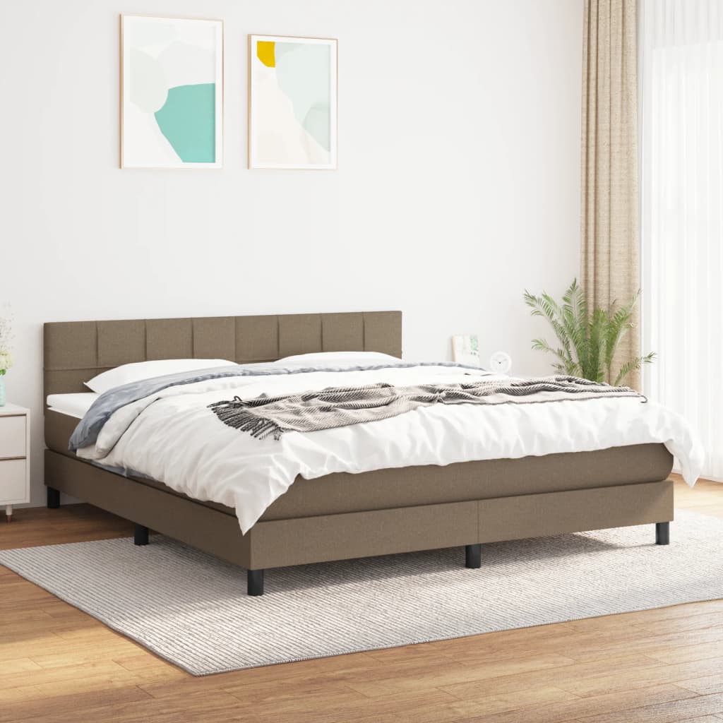Box Spring Postel S Matrací Taupe 160X200 Cm Textil