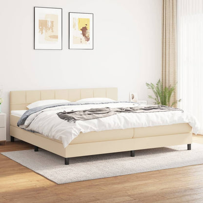 Box Spring Postel S Matrací Textil Krémová
