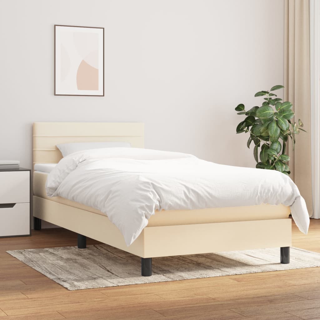 Box Spring Postel S Matrací Textil Krémová