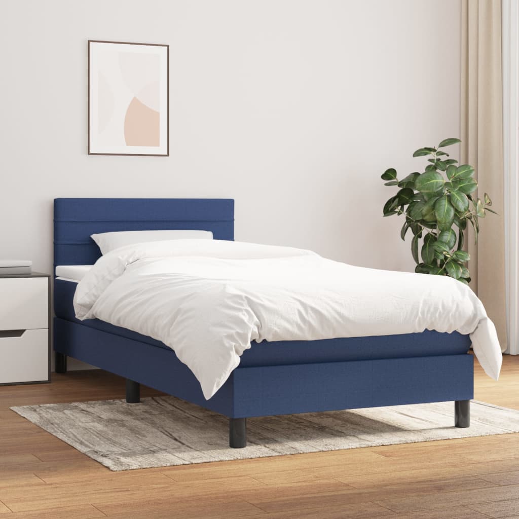 Box Spring Postel S Matrací Textil Modrá