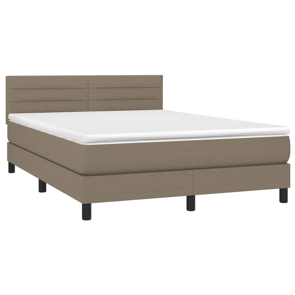 Box Spring Postel S Matrací Taupe 140X190 Cm Textil