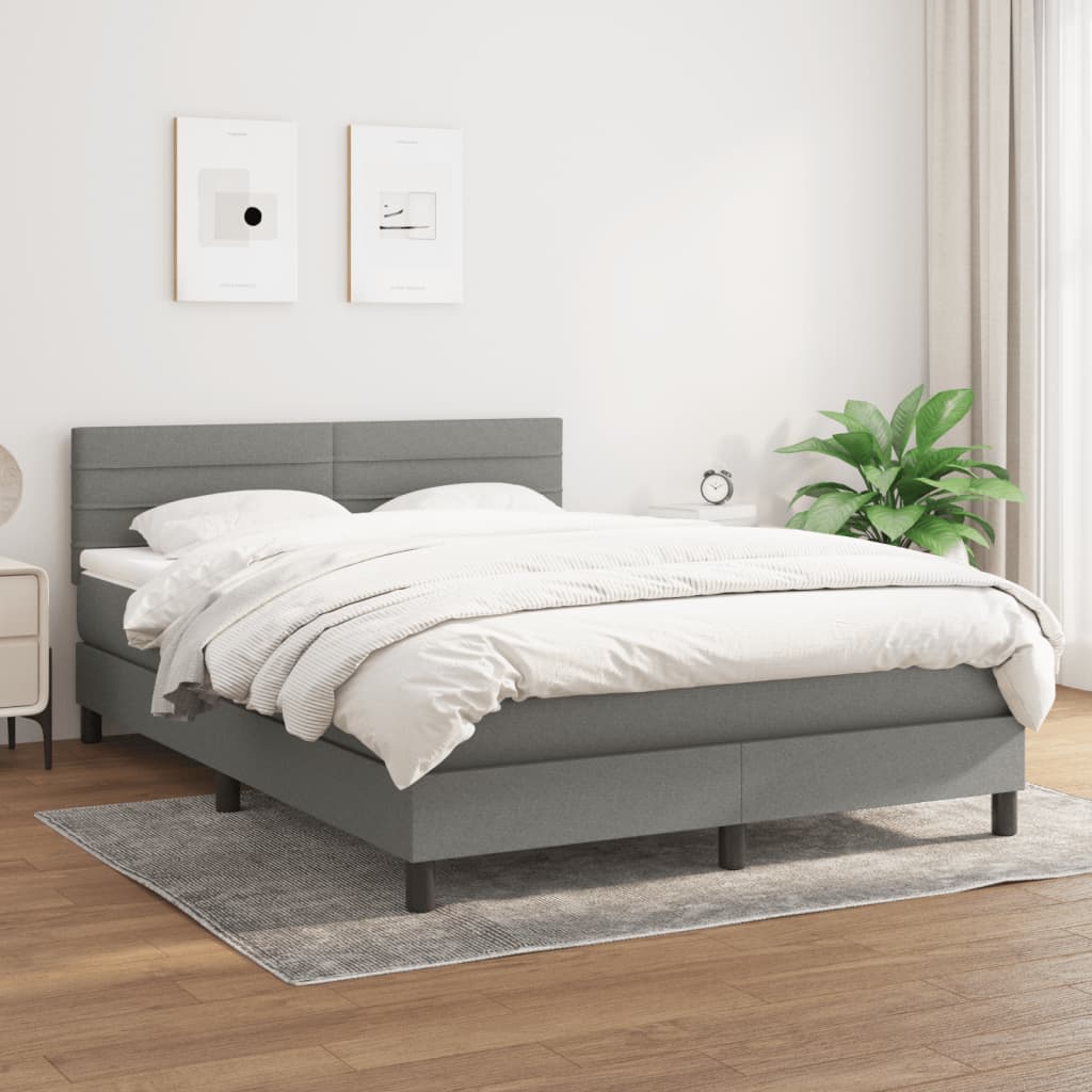 Box Spring Postel S Matrací Textil Tmavě Šedá