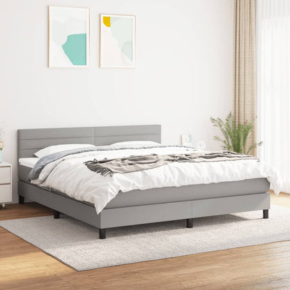 Box Spring Postel S Matrací Textil Světle Šedá