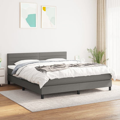 Box Spring Postel S Matrací Textil Tmavě Šedá