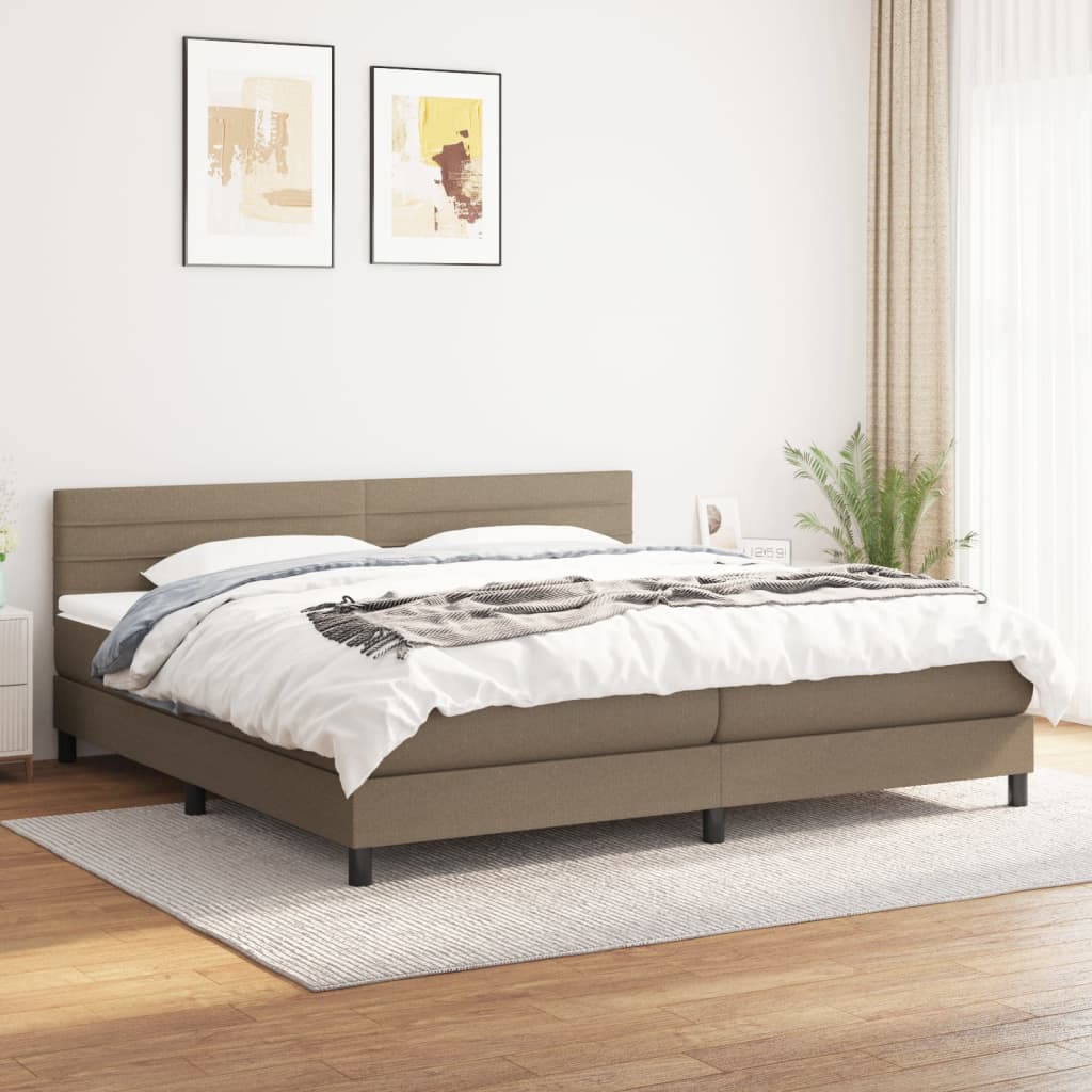 Box Spring Postel S Matrací Taupe 200X200 Cm Textil