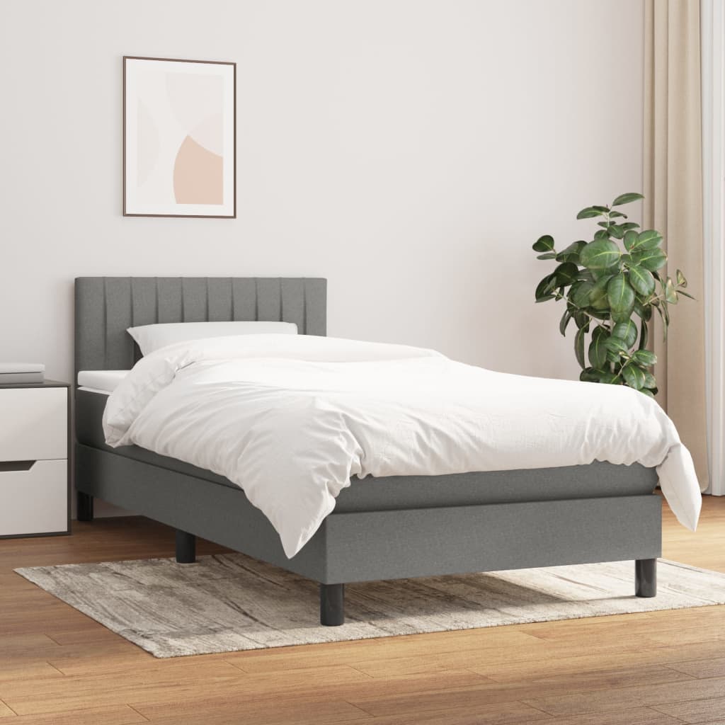 Box Spring Postel S Matrací Textil Tmavě Šedá