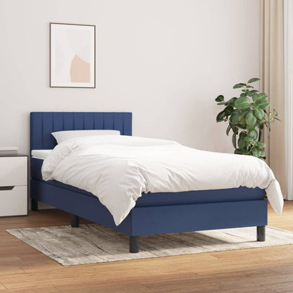 Box Spring Postel S Matrací Textil Modrá