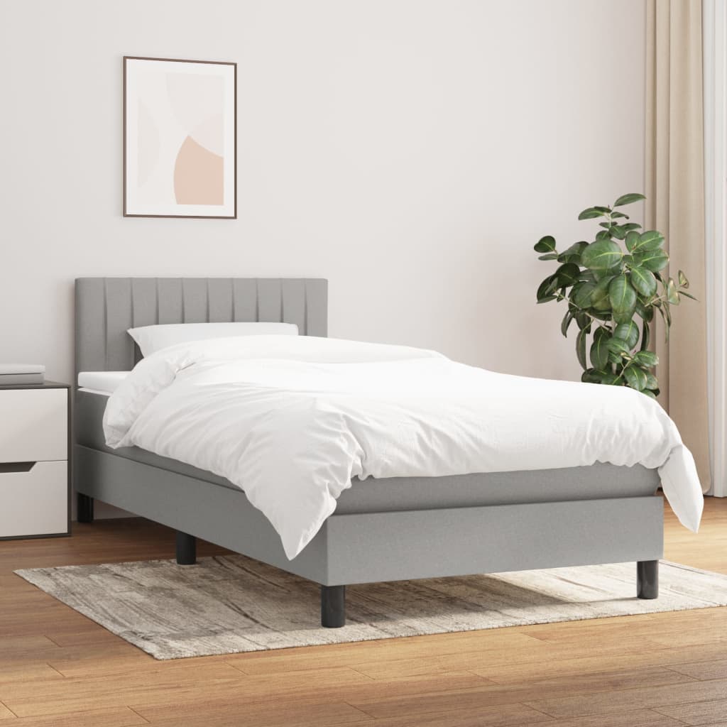 Box Spring Postel S Matrací Textil Světle Šedá