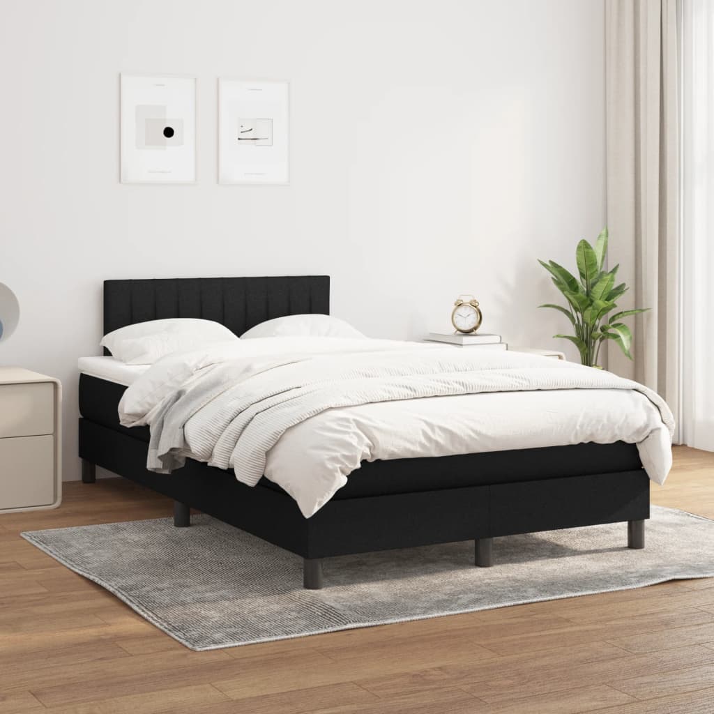 Box Spring Postel S Matrací Černá Textil Černá