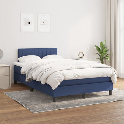 Box Spring Postel S Matrací Textil Modrá