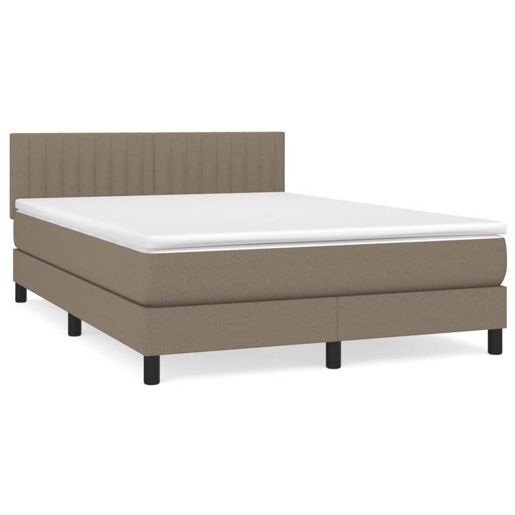 Box Spring Postel S Matrací Taupe 140X190 Cm Textil