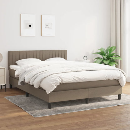 Box Spring Postel S Matrací Taupe 140X190 Cm Textil