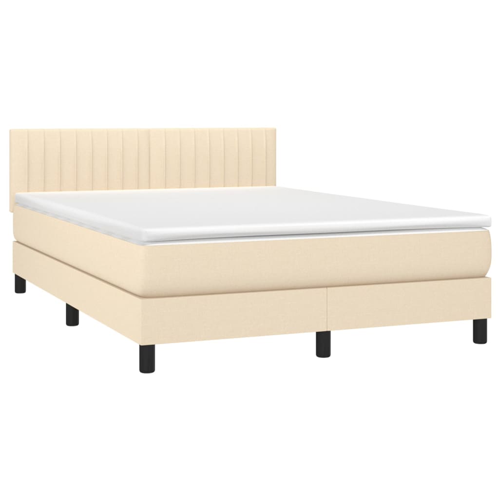 Box Spring Postel S Matrací Textil Krémová