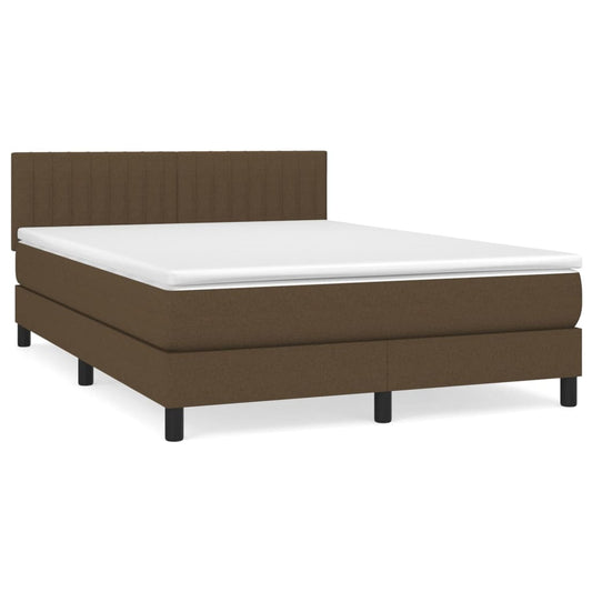 Box Spring Postel S Matrací Textil Tmavě Hnědá