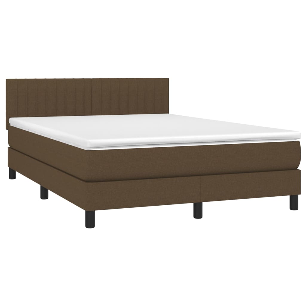 Box Spring Postel S Matrací Textil Tmavě Hnědá
