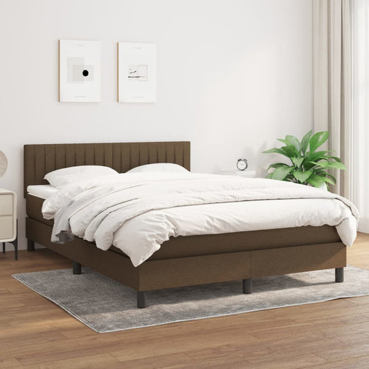 Box Spring Postel S Matrací Textil Tmavě Hnědá
