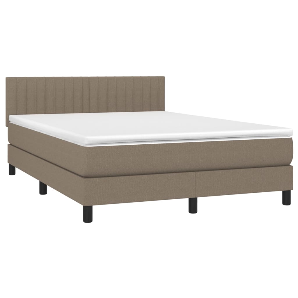 Box Spring Postel S Matrací Taupe 140X200 Cm Textil