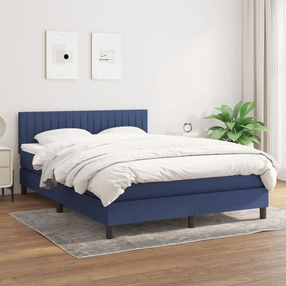 Box Spring Postel S Matrací Textil Modrá