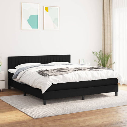 Box Spring Postel S Matrací Černá Textil Černá