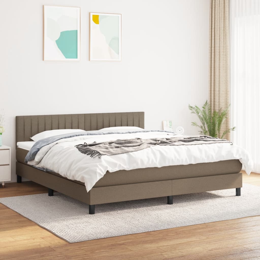 Box Spring Postel S Matrací Taupe 180X200 Cm Textil