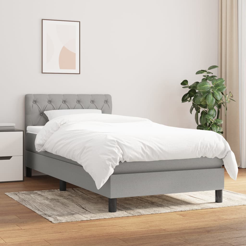 Box Spring Postel S Matrací Textil Světle Šedá