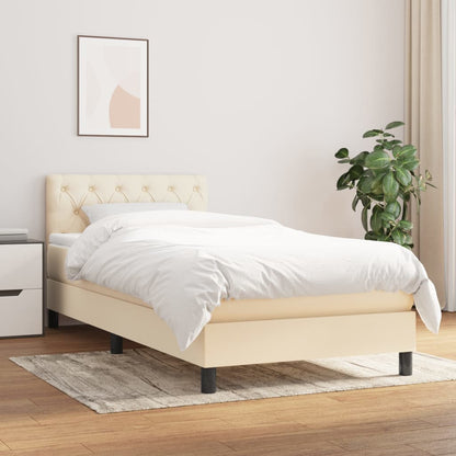 Box Spring Postel S Matrací Textil Krémová