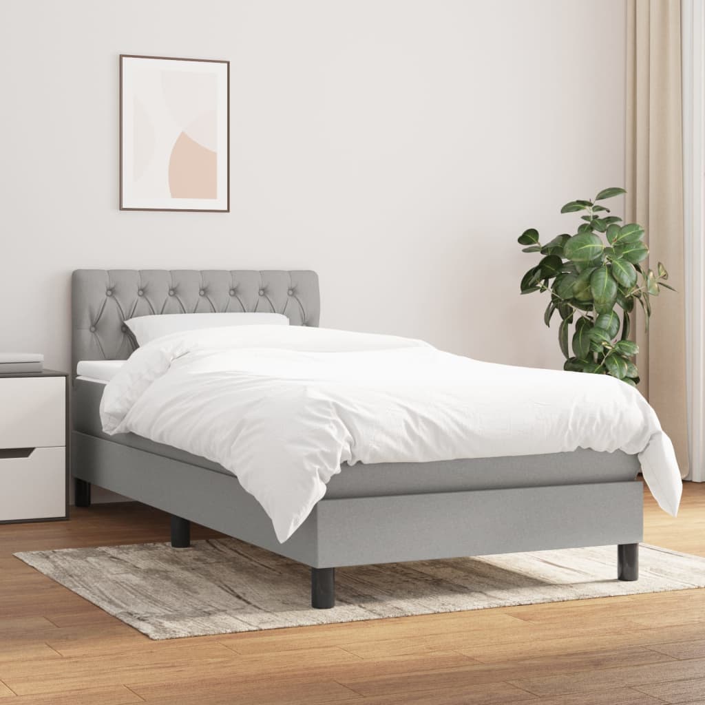 Box Spring Postel S Matrací Textil Světle Šedá
