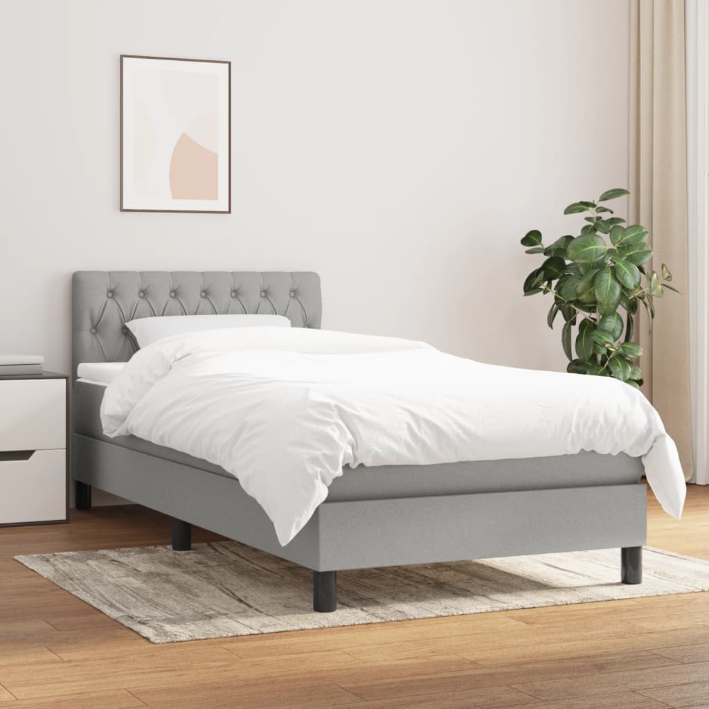 Box Spring Postel S Matrací Textil Světle Šedá