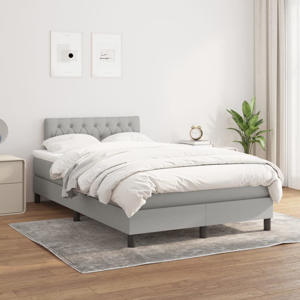 Box Spring Postel S Matrací Textil Světle Šedá