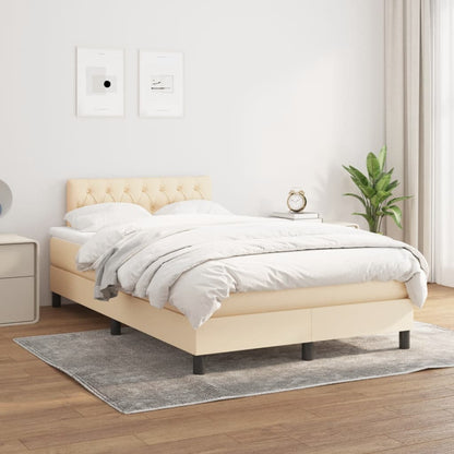 Box Spring Postel S Matrací Textil Krémová