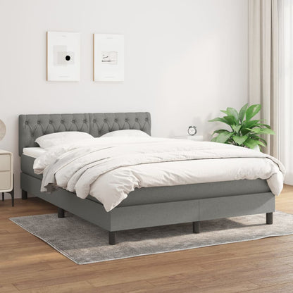 Box Spring Postel S Matrací Textil Tmavě Šedá