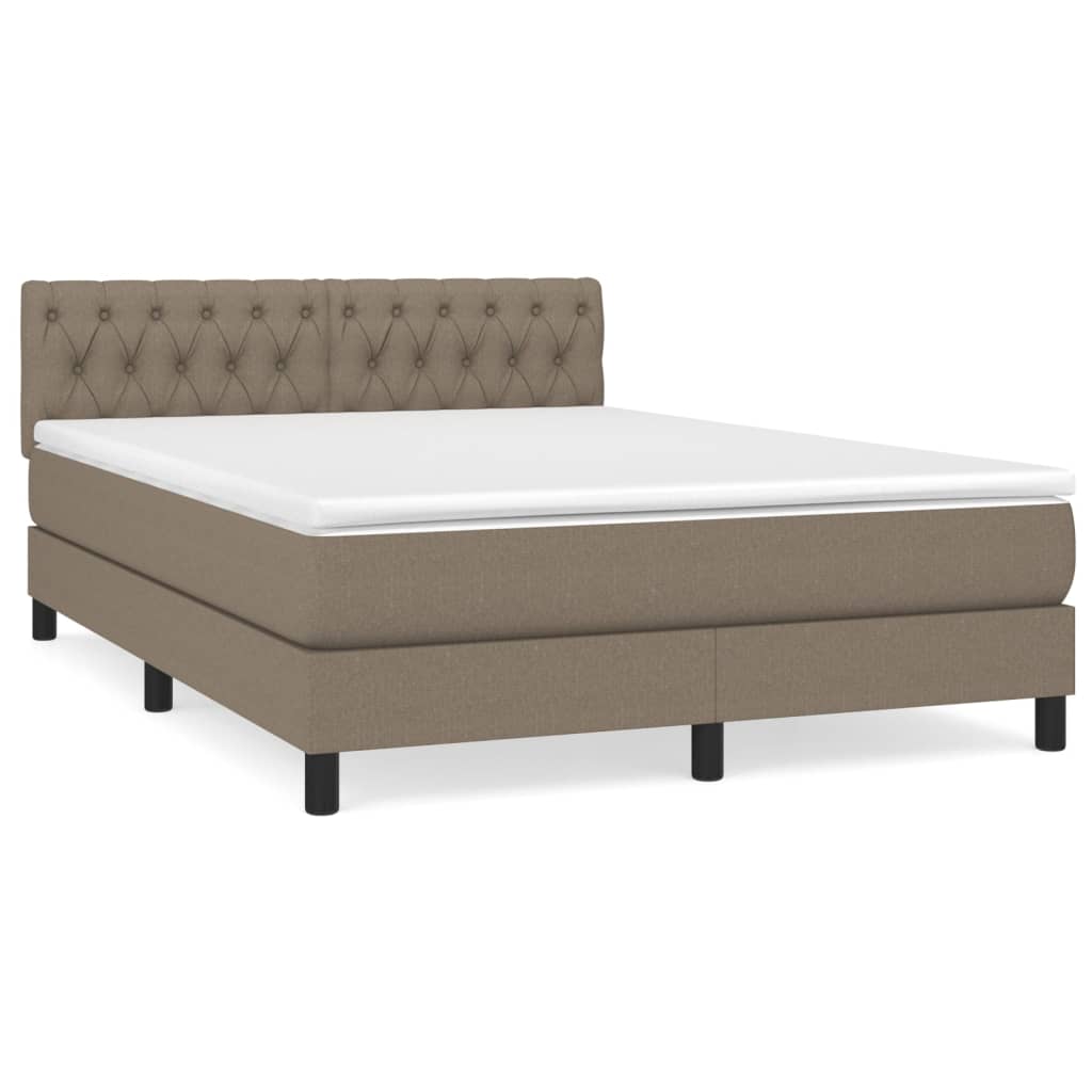 Box Spring Postel S Matrací Taupe 140X200 Cm Textil