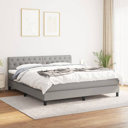 Box Spring Postel S Matrací Textil Světle Šedá