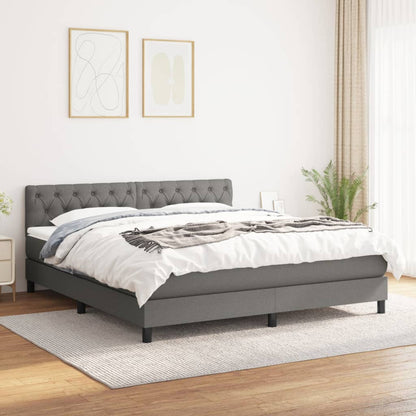 Box Spring Postel S Matrací Textil Tmavě Šedá