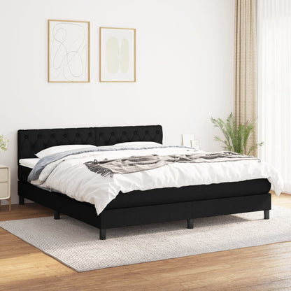 Box Spring Postel S Matrací Černá Textil Černá