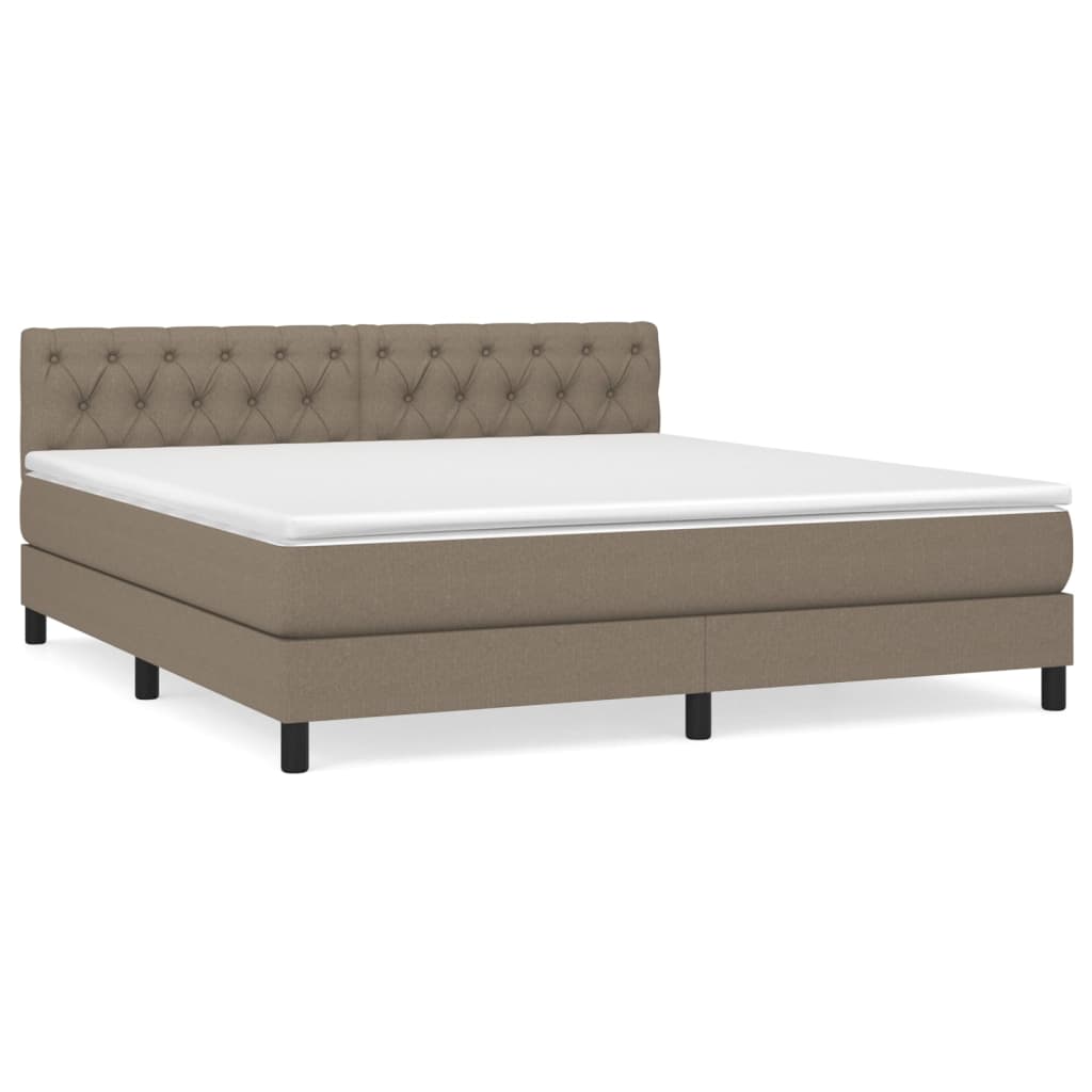 Box Spring Postel S Matrací Taupe 160X200 Cm Textil