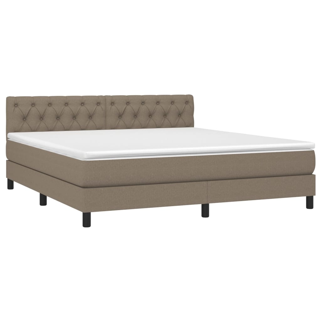 Box Spring Postel S Matrací Taupe 160X200 Cm Textil