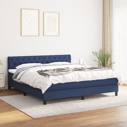 Box Spring Postel S Matrací Textil Modrá