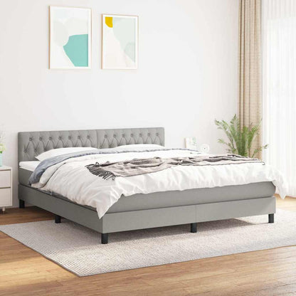 Box Spring Postel S Matrací Textil Světle Šedá