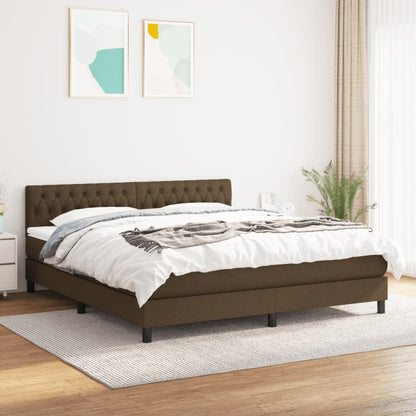 Box Spring Postel S Matrací Textil Tmavě Hnědá