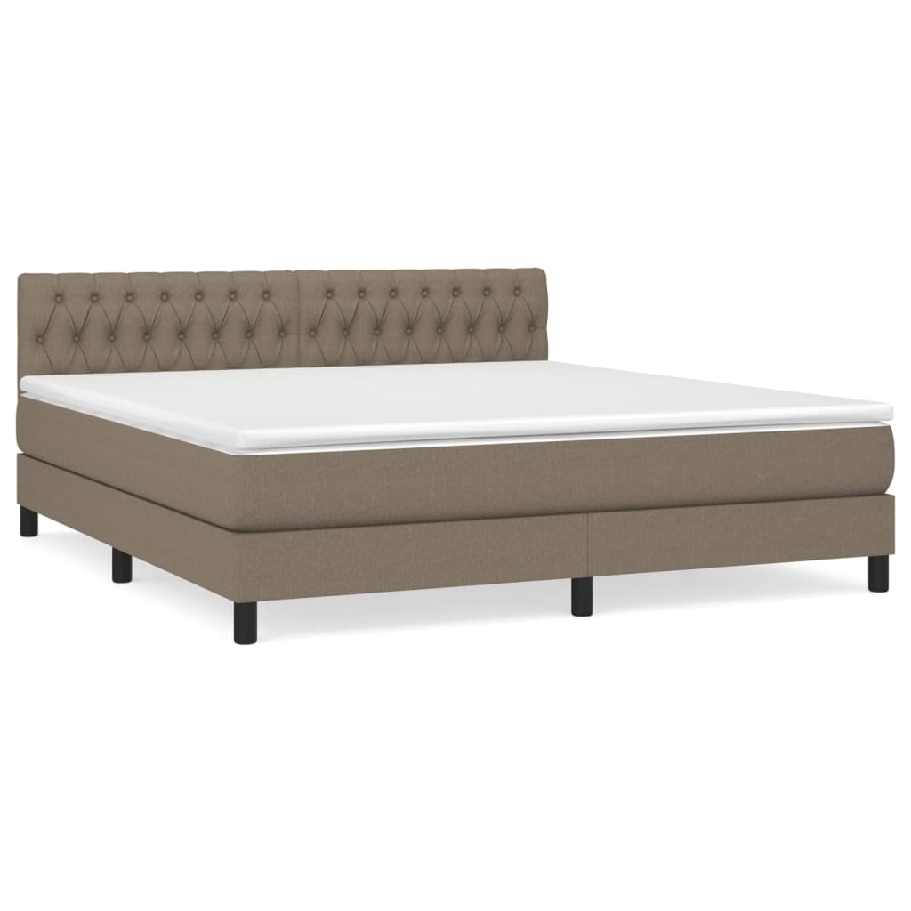 Box Spring Postel S Matrací Taupe 180X200 Cm Textil