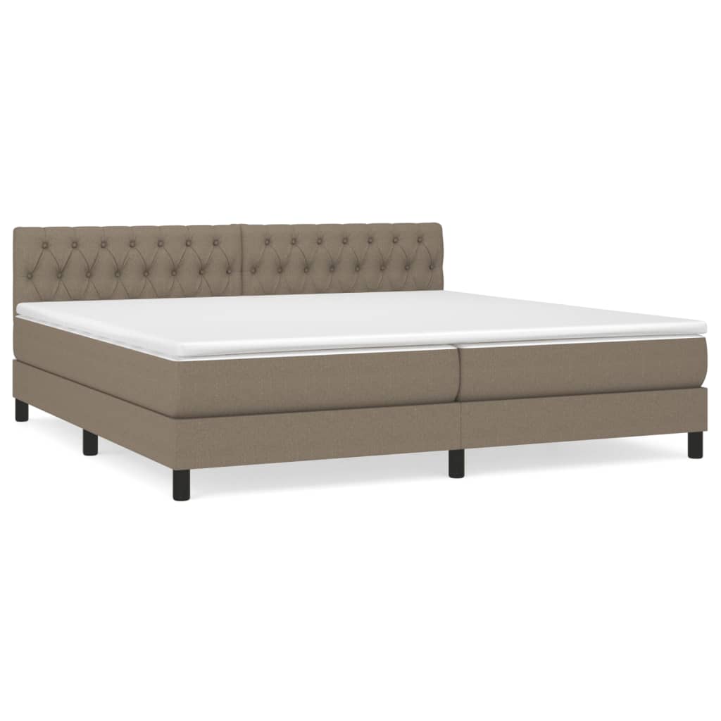 Box Spring Postel S Matrací Taupe 200X200 Cm Textil