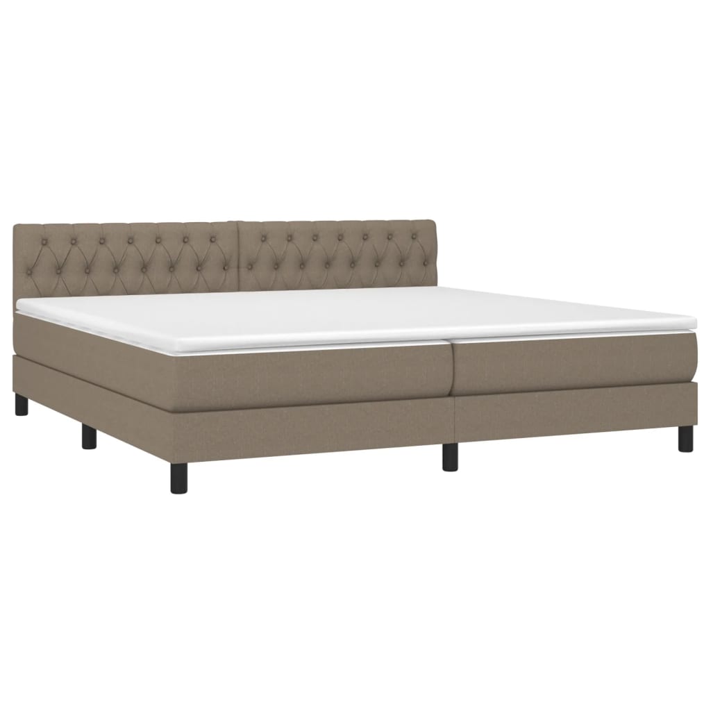 Box Spring Postel S Matrací Taupe 200X200 Cm Textil