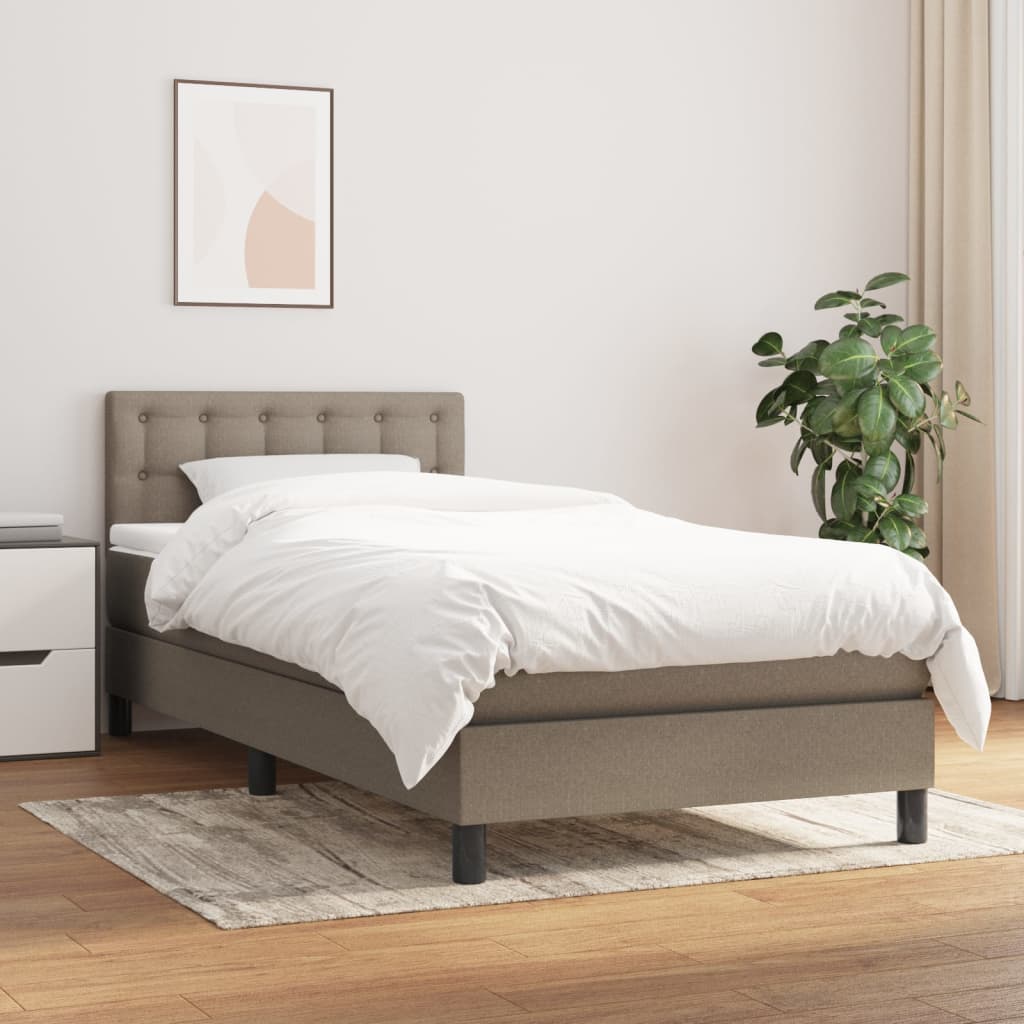 Box Spring Postel S Matrací Taupe 100 X 200 Cm Textil