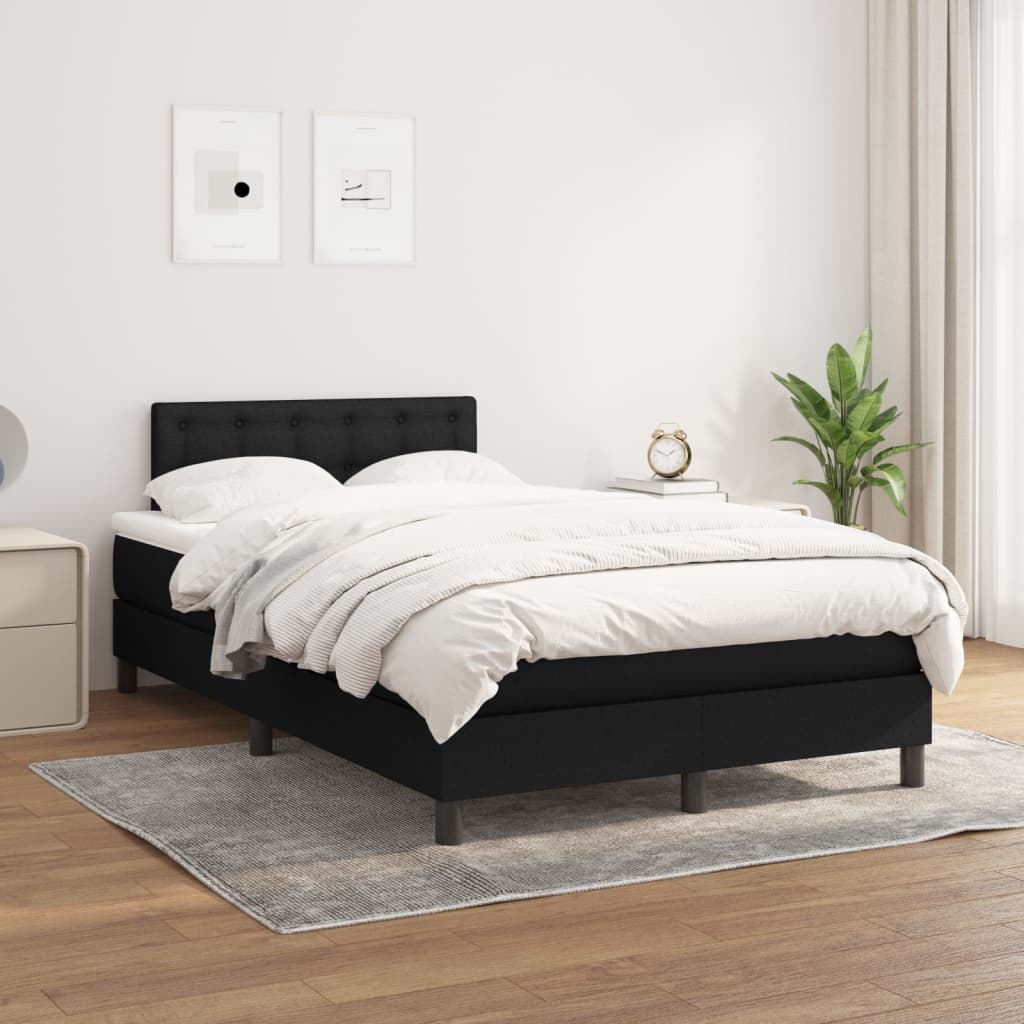 Box Spring Postel S Matrací Černá Textil Černá