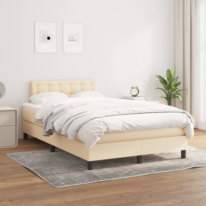 Box Spring Postel S Matrací Textil Krémová